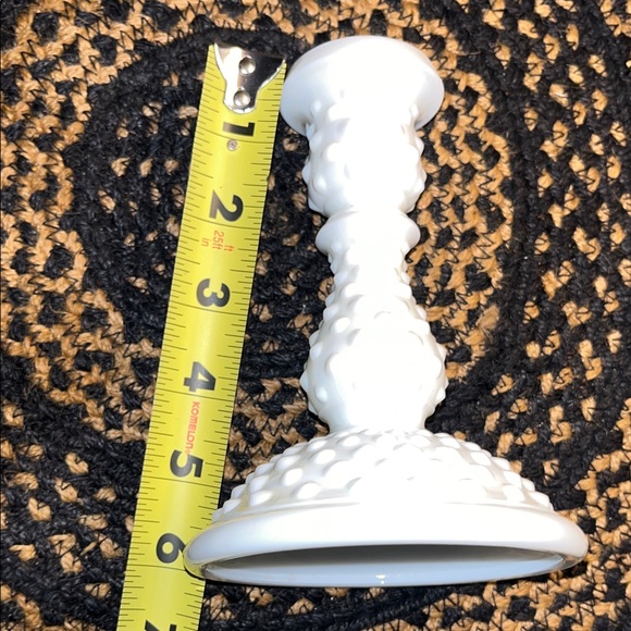 White Fenton Hobnail Candle Holder - Picture 7 of 17